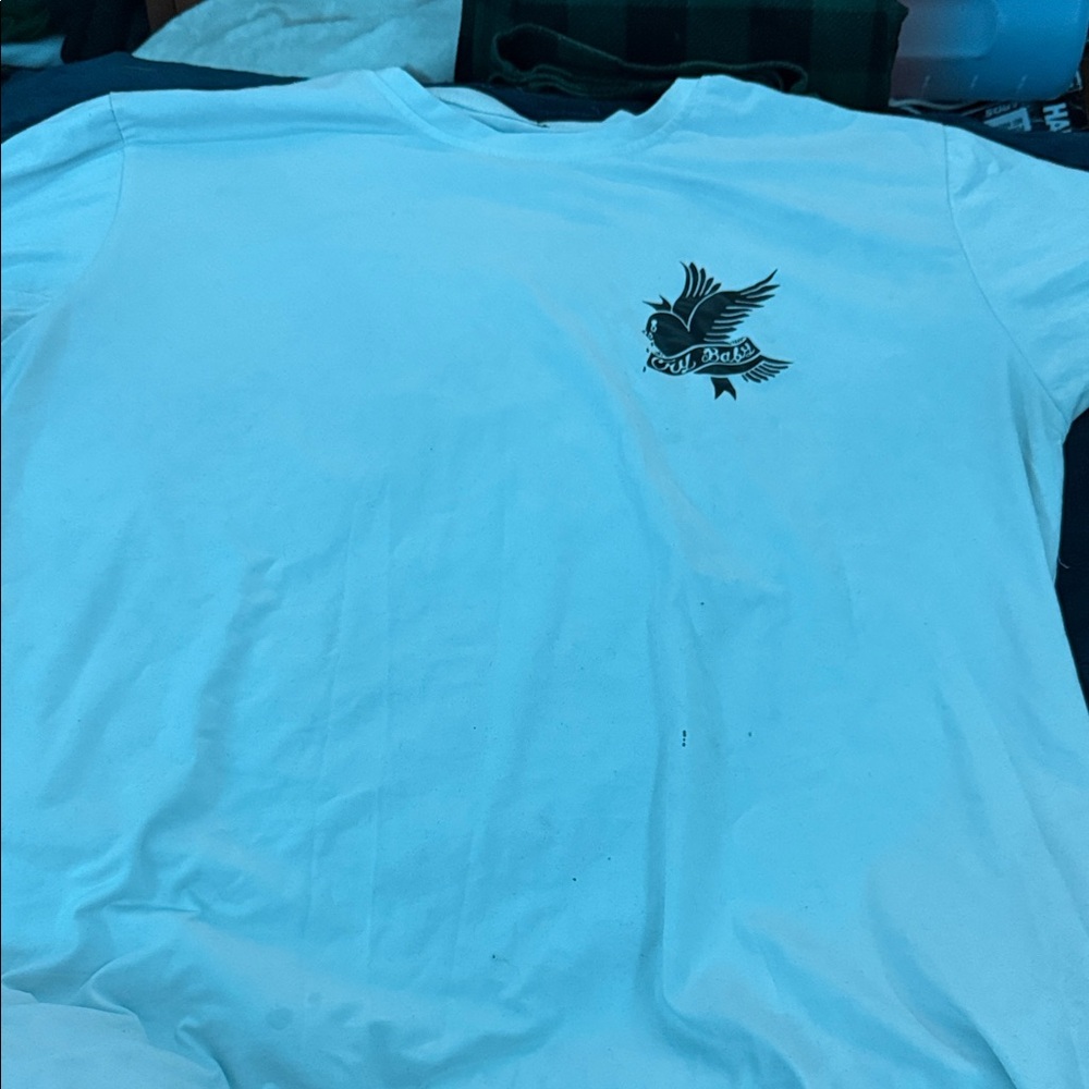 Men's White Graphic Tee with Bird Design